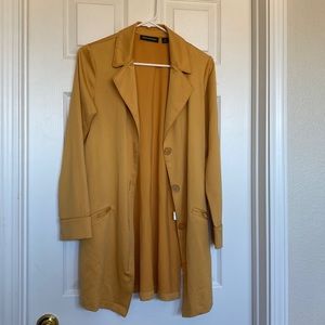 Something Navy yellow satin button up sz XXS